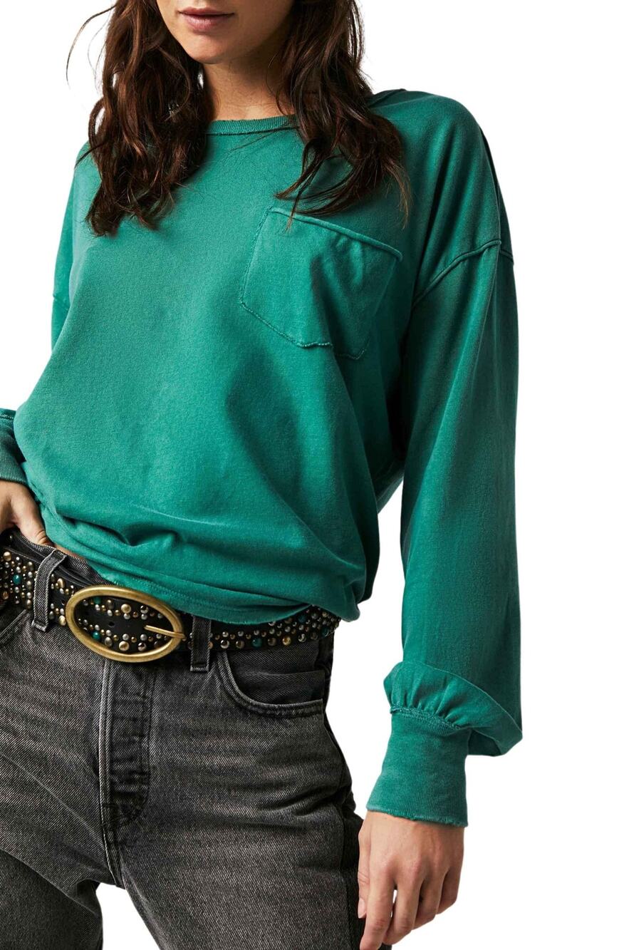 Free People Fade Into You Long Sleeves Knit Top - S